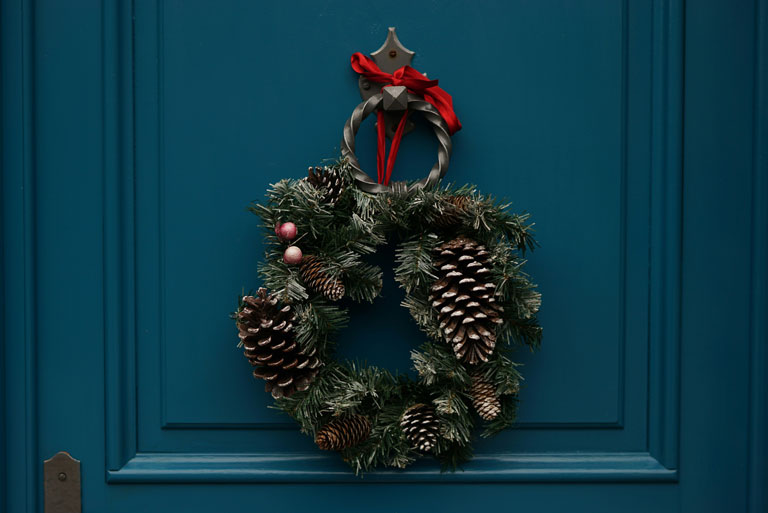 Christmas wreath on door