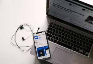 Phone and computer used to telehealth call